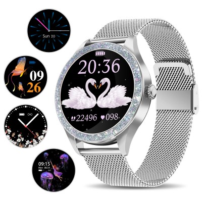 YOCUBY YY01 Smart Watch for Women, Bluetooth Fitness Tracker Smartwatch, Heart Rate Sleep Monitor Pedometer Silver